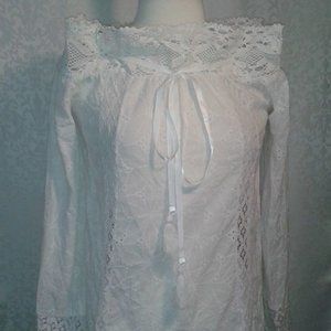 White Lace Victorian Style Top  Sizes Sm, Med, Lg